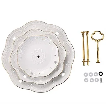 BonNoces 3-Tier Porcelain Cupcake Stand for Elegant Events