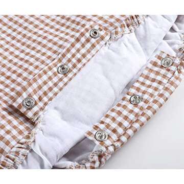 Lil cactus Baby Boys and Girls Brown Gingham Bubble Romper, 3-6 Months