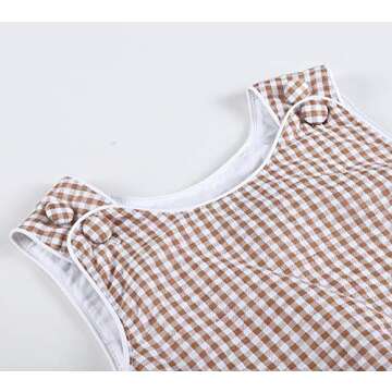 Lil cactus Baby Boys and Girls Brown Gingham Bubble Romper, 3-6 Months