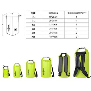 Unigear Dry Bag Waterproof Floating Bags for Kayaking Boating Fishing Camping