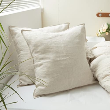 Simple&Opulence 100% Washed Linen Euro Shams - Soft, Eco-Friendly, Stylish Pillow Covers