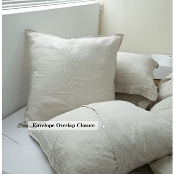 Simple&Opulence 100% Washed Linen Euro Shams for Home Decor