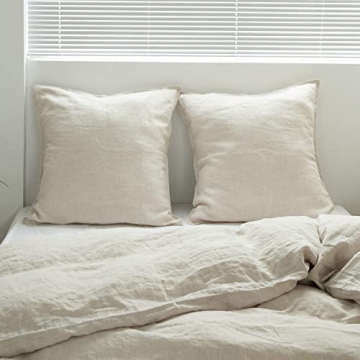 Simple&Opulence 100% Washed Linen Euro Shams for Home Decor