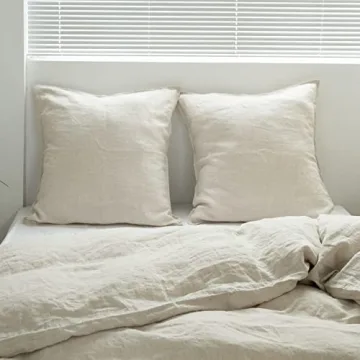 Simple&Opulence 100% Washed Linen Euro Shams for Home Decor