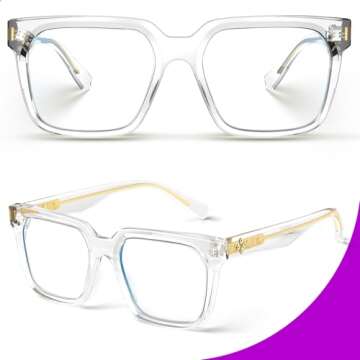 VISOONE Rectangle TR90 Blue Light Blocking Glasses - Stylish Eyewear for Men and Women