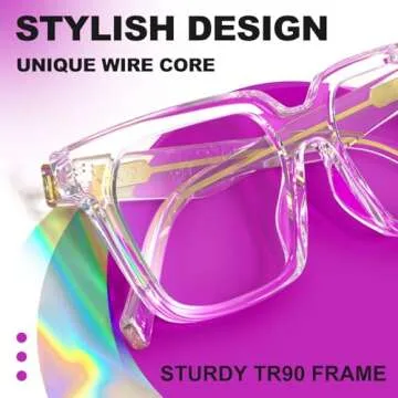 Stylish VISOONE Rectangle TR90 Blue Light Blocking Glasses