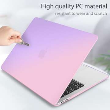 May Chen Compatible with New MacBook Air 13 inch Case 2021 2020 2019 2018 Releaes A2337 M1 A2179 A1932,PC Hard Shell for Retina Dispaly fits Touch ID, Gradient Purple