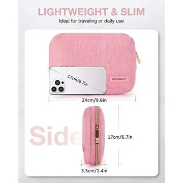 BAGSMART Electronics Organizer Travel Case, Small Travel Cord Organizer Bag for Travel Essentials, Travel Tech Organizer as Travel Accessories for Men Women, Cable Organizer for Phone, SD Card, Pink