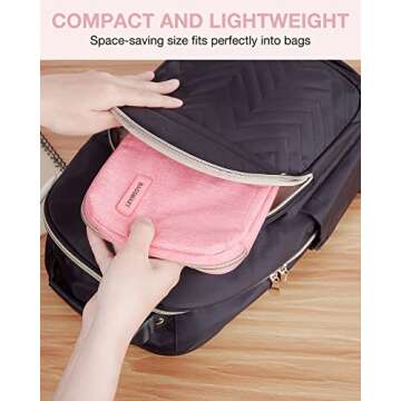 BAGSMART Electronics Organizer Travel Case, Small Travel Cord Organizer Bag for Travel Essentials, Travel Tech Organizer as Travel Accessories for Men Women, Cable Organizer for Phone, SD Card, Pink