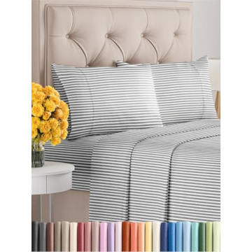 Queen Size 4 Piece Sheet Set - Extra Soft, Breathable & Cooling Sheets - Hotel Luxury Durable Bed Sh...