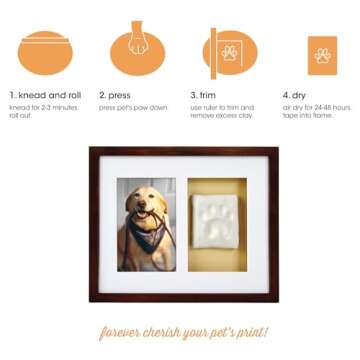 Pearhead Dog Or Cat Paw Prints Pet Wall Frame With Clay Imprint Kit, Pet Sentiment Keepsake Frame, Pet Memorial Picture Frame, Espresso 4 x 6"