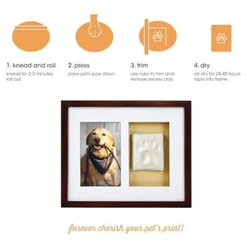 Pearhead Dog Or Cat Paw Prints Pet Wall Frame With Clay Imprint Kit, Pet Sentiment Keepsake Frame, Pet Memorial Picture Frame, Espresso 4 x 6"