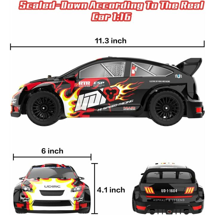Remote Control Car 1/16 Scale 30+MPH 4WD Drift RC Car, 7.4V 1200mAh RC Off-Road Car with Upgraded Brush Motor, 2 Sets of Tires and Light for 8-12 Years Old