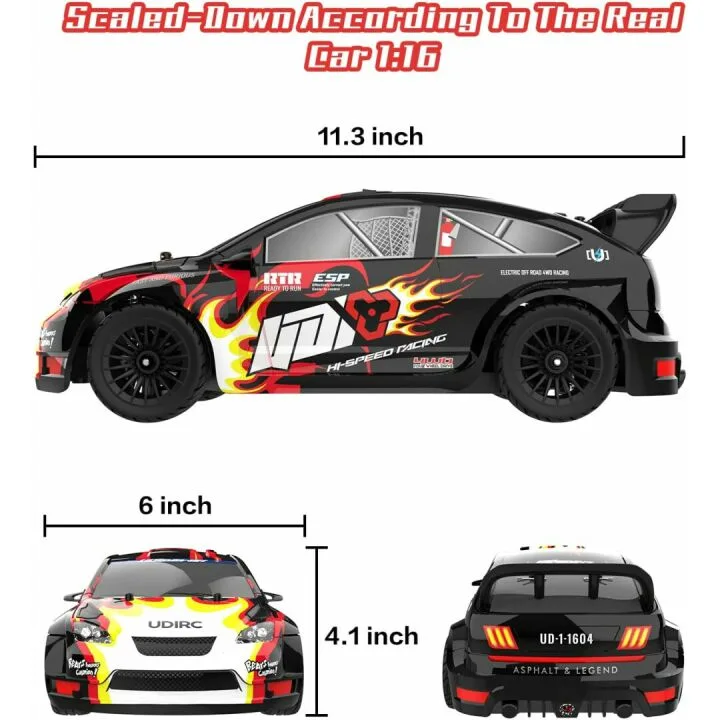 Remote Control Car 1/16 Scale 30+MPH 4WD Drift RC Car, 7.4V 1200mAh RC Off-Road Car with Upgraded Brush Motor, 2 Sets of Tires and Light for 8-12 Years Old