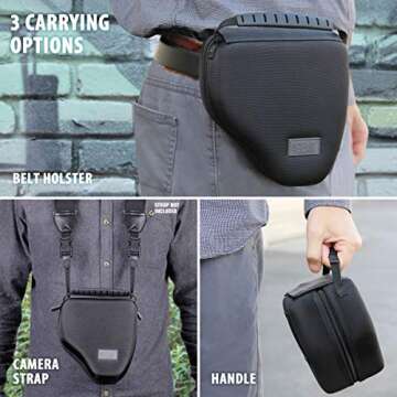 USA Gear Hard Shell DSLR Camera Case (Black) with Molded EVA Protection, Quick Access Opening, Padded Interior and Rubber Coated Handle-Compatible with Nikon, Canon, Pentax, Olympus and More