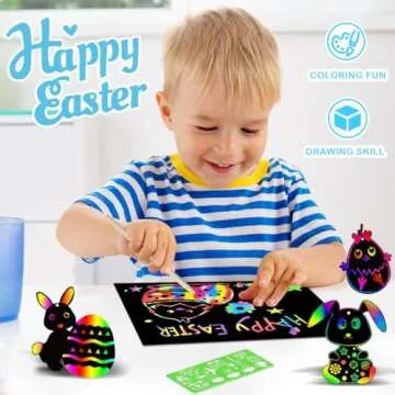 RMJOY Rainbow Scratch Paper Art Set: 60 Creative Crafts for Kids
