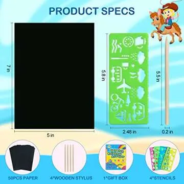 RMJOY Rainbow Scratch Paper Art for Kids - 60PCS Fun Crafts