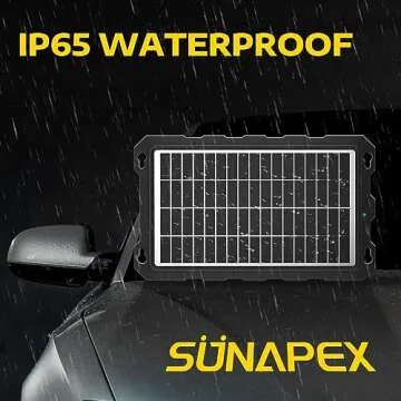 SUNAPEX 12V Solar Trickle Charger for Boat Battery Solar Battery Charger 12 Volt Waterproof 10W Solar Battery Maintainer for Car Truck Boat RV Motorcycle Marine Trailer Battery