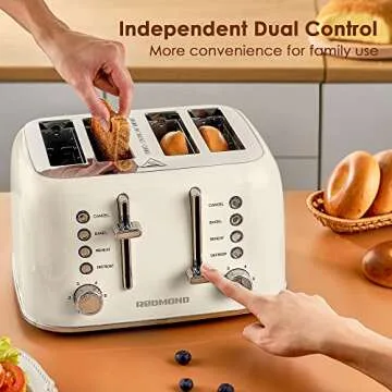 REDMOND Retro 4 Slice Toaster with Extra Wide Slots