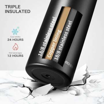 Insulated 32 oz Water Bottle with Strap & 2 Lids