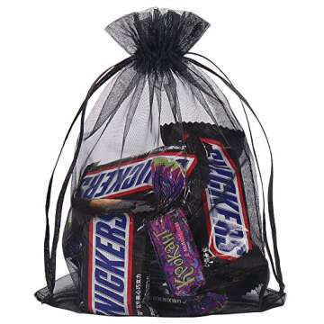 YQL Black Organza Bags,100PCS 5x7 Inch Gift Favor Bags Mesh Fruit Protection Bags Jewelry Pouches Sachet Bags Wedding Party