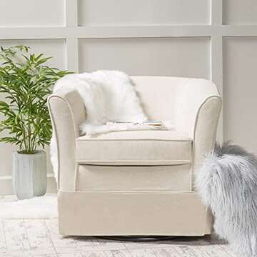 Christopher Knight Home Cecilia Swivel Chair with Loose Cover, Natural Fabric, Dimensions: 28.74”D x 27.50”W x 27.17”H