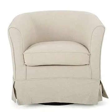 Christopher Knight Home Cecilia Swivel Chair with Loose Cover, Natural Fabric, Dimensions: 28.74”D x 27.50”W x 27.17”H
