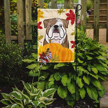 Caroline's Treasures BB2025GF English Bulldog Thanksgiving Garden Flag Mailbox Flag Decorative Yard Flag Banner Outside Patio Artwork Yard Flower Beds, Garden Size, Multicolor
