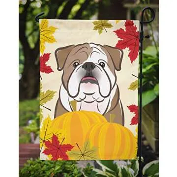 Caroline's Treasures BB2025GF English Bulldog Thanksgiving Garden Flag Mailbox Flag Decorative Yard Flag Banner Outside Patio Artwork Yard Flower Beds, Garden Size, Multicolor