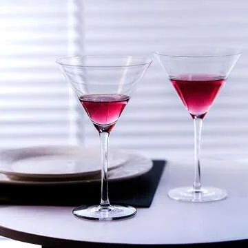 BACLIFE Martini Glasses Set of 4-9.5 oz Coupe Glass Set with Stem - Handblown Crystal Cocktail Glasses - Elegant Cocktail Glasses for Bar, Margarita, Cosmopolitan, Manhattan, Gimlet