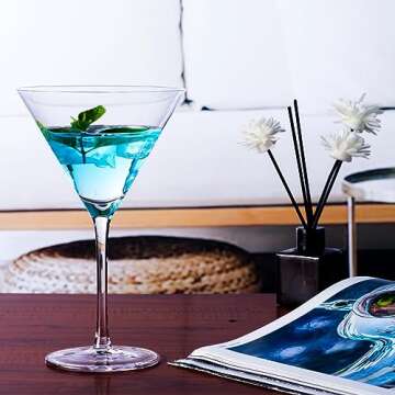 BACLIFE Martini Glasses Set of 4-9.5 oz Coupe Glass Set with Stem - Handblown Crystal Cocktail Glasses - Elegant Cocktail Glasses for Bar, Margarita, Cosmopolitan, Manhattan, Gimlet