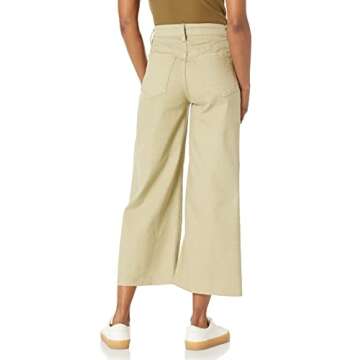 O A T NEW YORK Women's Contemporary High Rise Wide Leg Crop, Stylish Pants, Sage, 24
