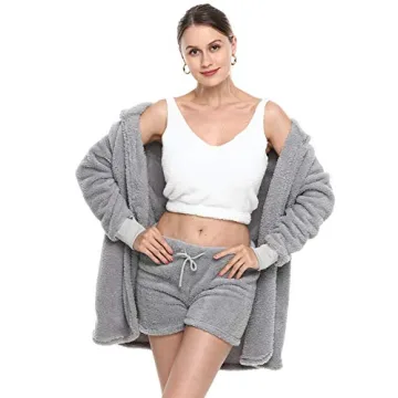 VNVNE Women's Sexy Fuzzy Warm Sherpa Fleece Outfit
