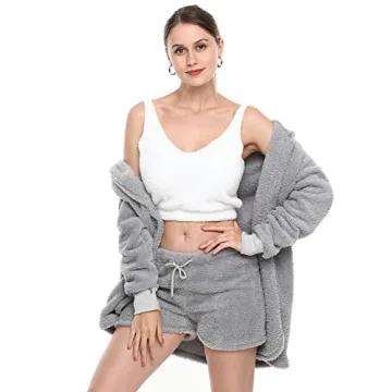 VNVNE Women's Sexy Fuzzy Warm Sherpa Fleece Outfit