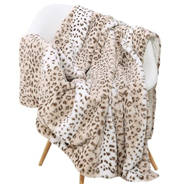 Sedona House Fuzzy Faux Fur Cheetah Throw Blanket Cozy Comfort