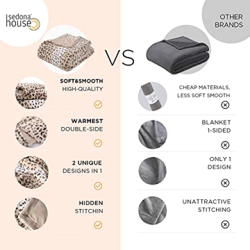 Sedona House Fuzzy Faux Fur Cheetah Throw Blanket Cozy Comfort