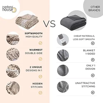 Sedona House Fuzzy Faux Fur Cheetah Throw Blanket Cozy Comfort