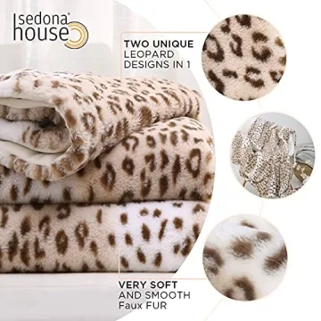 Sedona House Fuzzy Faux Fur Cheetah Throw Blanket Cozy Comfort