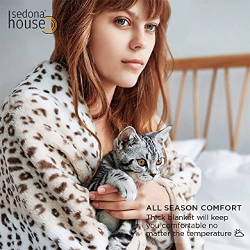 Sedona House Fuzzy Faux Fur Cheetah Throw Blanket Cozy Comfort