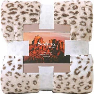 Sedona House Fuzzy Faux Fur Cheetah Throw Blanket Cozy Comfort