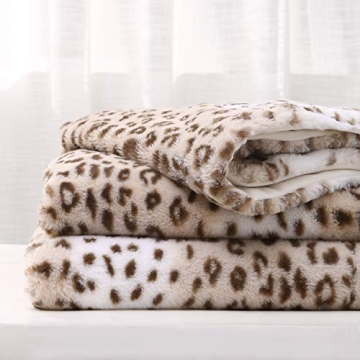 Sedona House Fuzzy Faux Fur Cheetah Throw Blanket Cozy Comfort