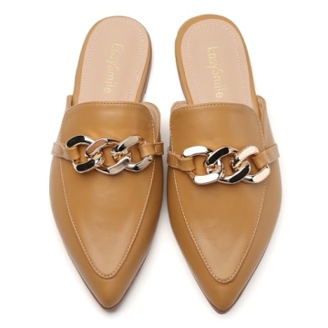 EasySmile Chic Pointed Flats with Chain Detail for Women