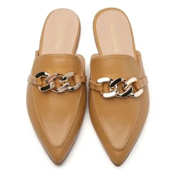 EasySmile Chic Pointed Flats with Chain Detail for Women