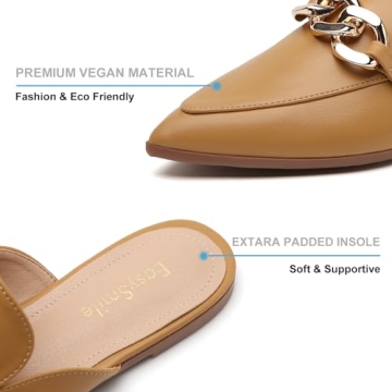 EasySmile Chic Pointed Flats with Chain Detail for Women