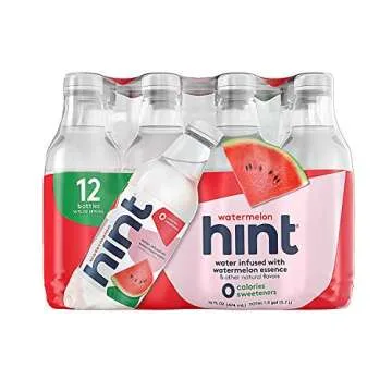 Hint Water Strawberry Kiwi and Hint Water Watermelon (Pack of 24), 12 Bottles Hint Strawberry Kiwi & 12 Bottles Hint watermelon, Zero Calories, Zero Sugar and Zero Diet Sweeteners, 16 Ounce Bottles