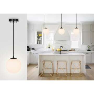 XiNBEi Lighting Pendant Lighting 1 Light Globe Pendant Light, Modern Adjustable Kitchen Hanging Ceil...