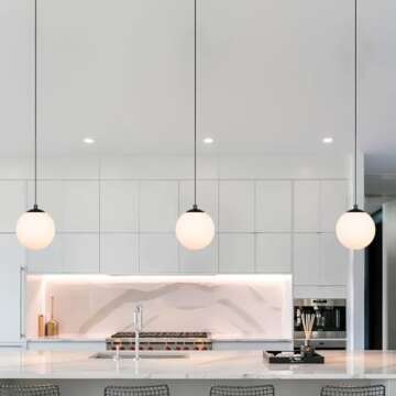 XiNBEi Lighting Pendant Lighting 1 Light Globe Pendant Light, Modern Adjustable Kitchen Hanging Ceiling Light Matte Black Finish XB-P1211-MBK