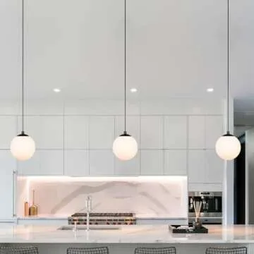 XiNBEi Lighting Pendant Lighting 1 Light Globe Pendant Light, Modern Adjustable Kitchen Hanging Ceiling Light Matte Black Finish XB-P1211-MBK