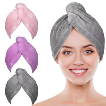 POPCHOSE Microfiber Hair Towel Wrap, Fast Drying Hair Turban, Soft Ultra Absorbent, No Frizz Hair Wr...