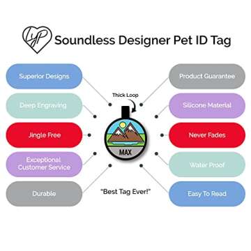 LYP Original Soundless Pet ID Tags | Custom Dog Tags Personalized for Pets | Durable Silicone Deep Engraved Dog Tag | No More Jingling | Gray Paw